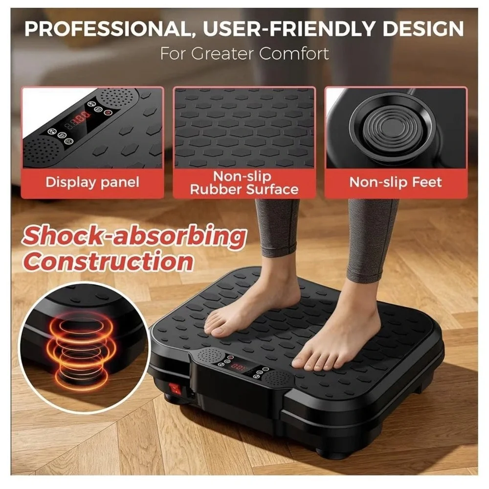 NXSCI Vibration Plate Exercise Machine 9 Programs 500lb Max Black W/Remote